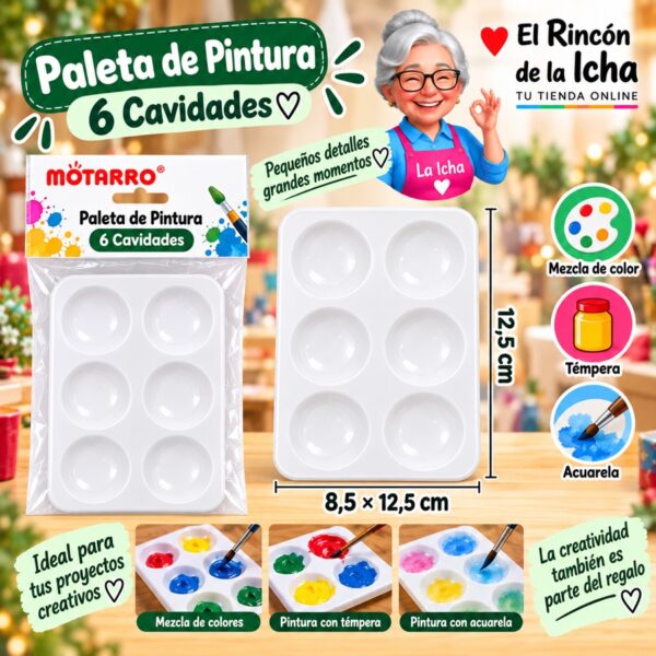 RI-0006181 Paleta de Pintura Motarro 6 Cavidades 8,5 x 12,5 cm