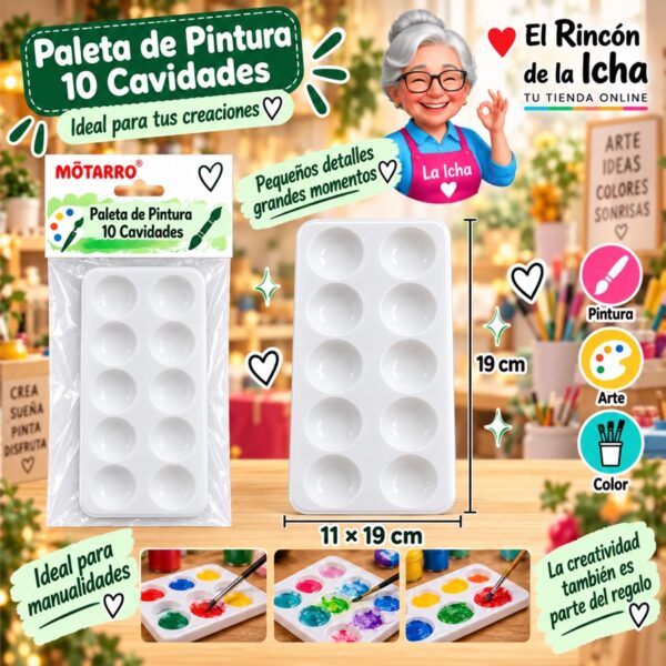 RI-0006185 Paleta de Pintura Motarro 10 Cavidades 11 x 19 cm