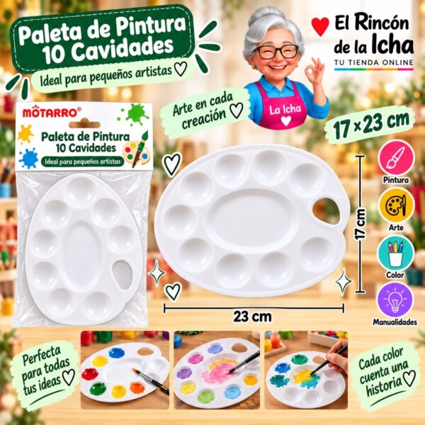 RI-0006186 Paleta de Pintura Motarro 10 Cavidades 17 x 23 cm