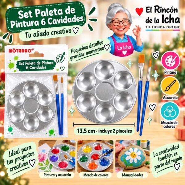 Set Paleta de Pintura Motarro 6 Cavidades 13,5 cm
