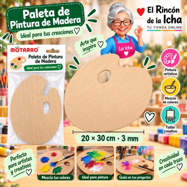 Paleta de Pintura de Madera Motarro 20 x 30 cm