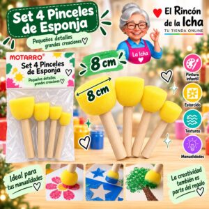 Set 4 Pinceles de Esponja Motarro 8 cm