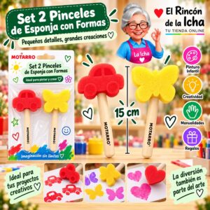 Set 2 Pinceles de Esponja con Formas Motarro 15 cm