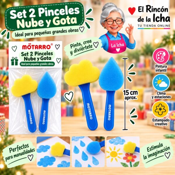 RI-0006197 Set 2 Pinceles de Esponja Nube y Gota Motarro