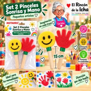 Set 2 Pinceles de Esponja Sonrisa y Mano Motarro