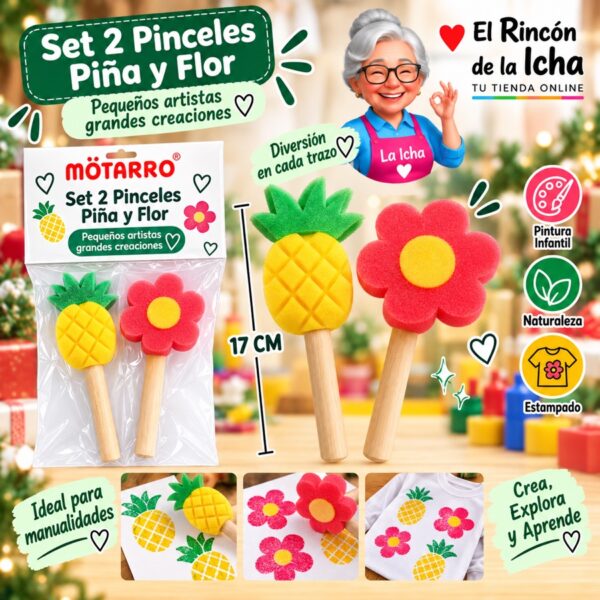 RI-0006200 Set 2 Pinceles de Esponja Piña y Flor Motarro