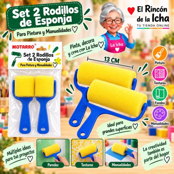 RI-0006201 Set 2 Rodillos de Esponja Motarro 13 cm