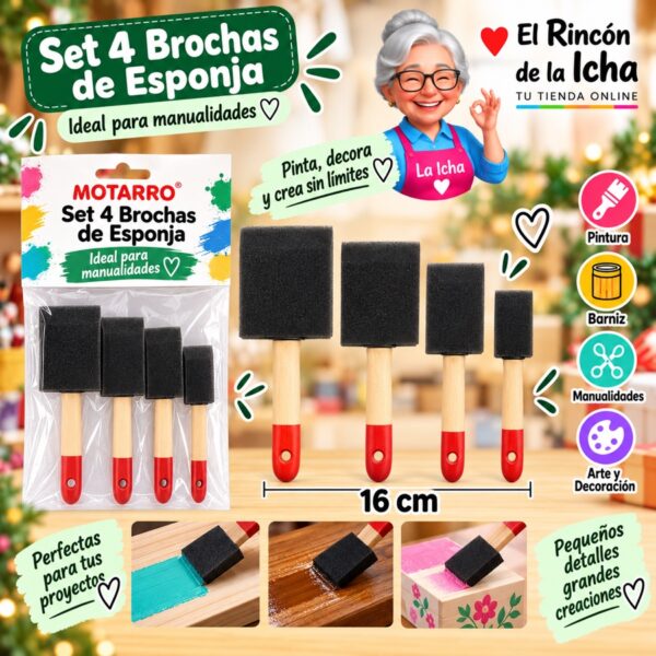RI-0006202 Set 4 Brochas de Esponja Motarro 16 cm