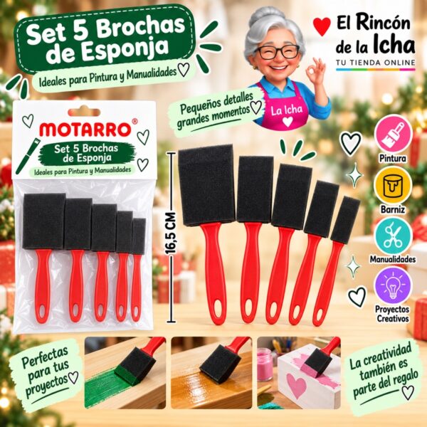 RI-0006203 Set 5 Brochas de Esponja Motarro 16,5 cm