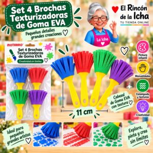 Set 4 Brochas Texturizadoras de Goma EVA Motarro 11 cm