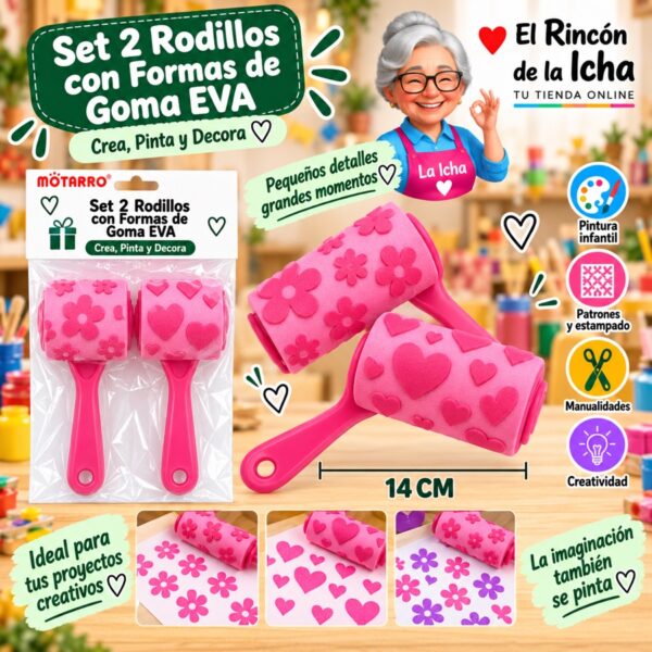 RI-0006205 Set 2 Rodillos con Formas de Goma EVA Motarro 14 cm
