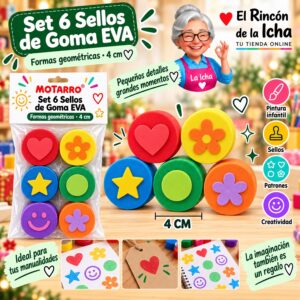 Set 6 Sellos de Goma EVA Motarro Formas Geométricas
