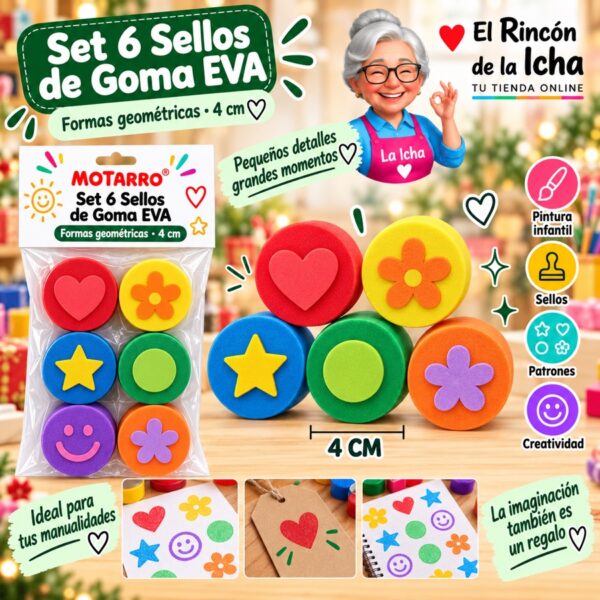 RI-0006207 Set 6 Sellos de Goma EVA Motarro Formas Geométricas