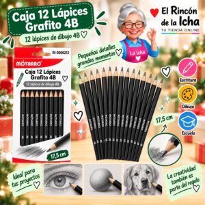 RI-0006212 Caja 12 Lápices Grafito 4B Motarro 17,5 cm