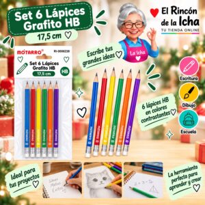 RI-0006238 Set 6 Lápices Grafito HB Motarro 17,5 cm