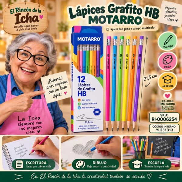 RI-0006254 Caja 12 Lápices Grafito HB Motarro