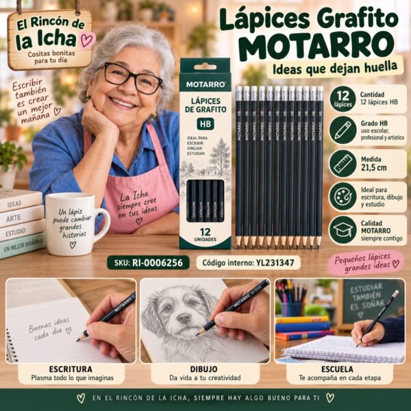 RI-0006256 Caja 12 Lápices Grafito HB Motarro