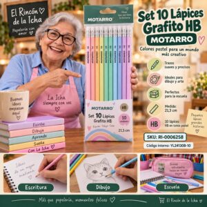 RI-0006258 Set 10 Lápices Grafito HB Motarro 21,3 cm