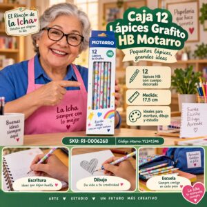 RI-0006268 Caja 12 Lápices Grafito HB Motarro 17,5 cm