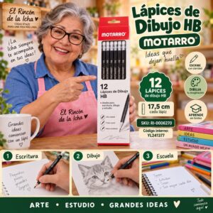 RI-0006270 Caja 12 Lápices de Dibujo HB Motarro 17,5 cm