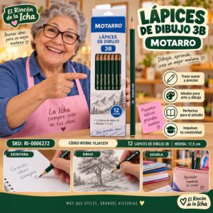 RI-0006272 Caja 12 Lápices de Dibujo 3B Motarro 17,5 cm