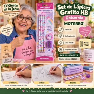 RI-0006275 Set de Lápices Grafito HB Motarro Unicornio 19 cm