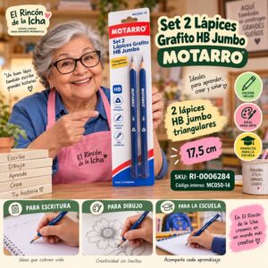 RI-0006284 Set 2 Lápices Grafito HB Jumbo Motarro 17,5 cm