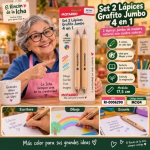 RI-0006290 Set 2 Lápices Grafito Jumbo 4 en 1 Motarro 17,5 cm