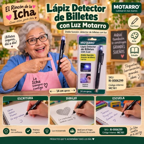 RI-0006299 Lápiz Detector de Billetes con Luz Motarro