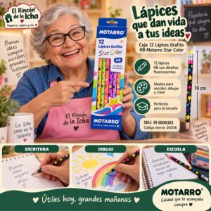 RI-0006303 Caja 12 Lápices Grafito HB Motarro Star Color