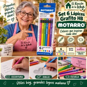 RI-0006313 Set 6 Lápices Grafito HB Motarro 19 cm