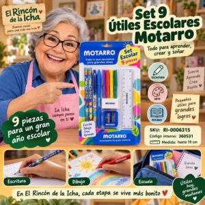 RI-0006315 Set 9 Útiles Escolares Motarro