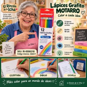 RI-0006318 Caja 12 Lápices Grafito HB Motarro Star Color 19 cm