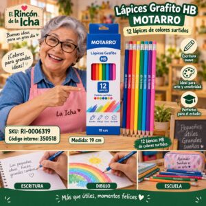 RI-0006319 Caja 12 Lápices Grafito HB Motarro Star Color Azul 19 cm
