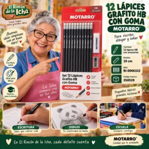 RI-0006322 Set 12 Lápices Grafito HB con Goma Motarro
