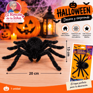 Araña Decorativa Peluda Halloween Negra 20 x 13 cm Araña decorativa peluda negra de 20 x 13 cm para Halloween