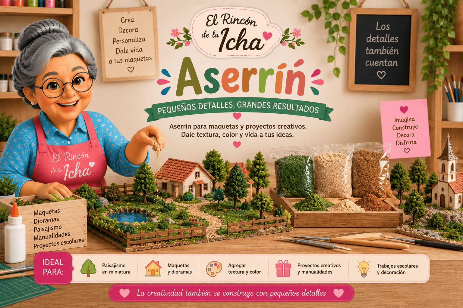 Aserrín para Maquetas y Dioramas | El Rincón de la Icha Aserrín para maquetas, dioramas, paisajismo en miniatura y proyectos escolares