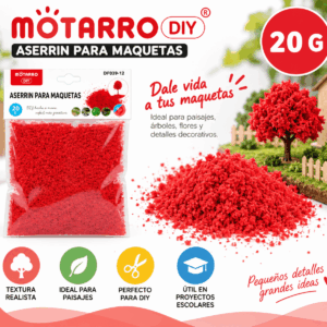 Aserrín para Maquetas Rojo 20 g Motarro DIY Aserrín para maquetas rojo Motarro DIY 20 g para paisajes, dioramas y proyectos escolares