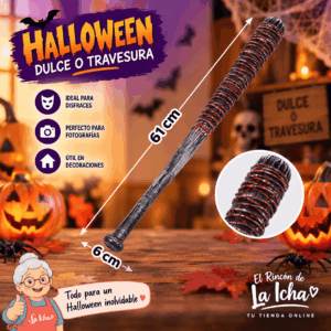 Bate Zombie decorativo de Halloween de 61 x 6 cm, ideal para disfraces, fotografías, fiestas temáticas y ambientaciones de terror. Bate zombie Halloween decorativo de 61 x 6 cm para disfraces y decoración de terror