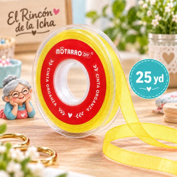 Cinta Organza Amarilla Limón 38 mm x 25 yd