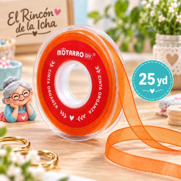 Cinta Organza Naranja 38 mm x 25 yd