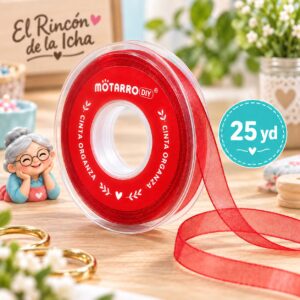 cinta-organza-roja-25yd Cinta Organza Roja 6 mm x 25 yd
