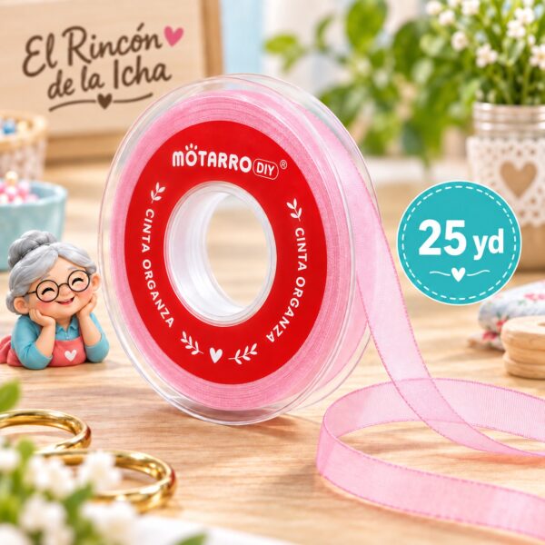 cinta-organza-rosada-clara-25yd Cinta Organza Rosada Clara 15 mm x 25 yd