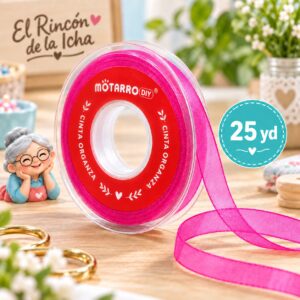 cinta-organza-rosada-intensa-25yd Cinta Organza Rosada Intensa 38 mm x 25 yd
