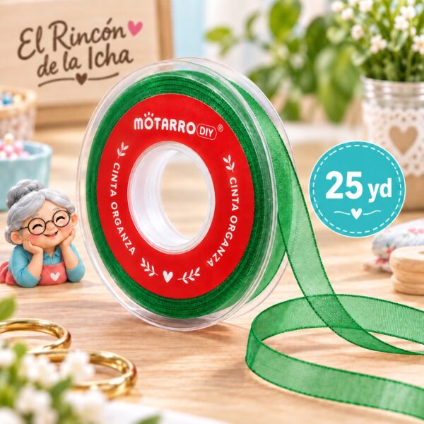 Cinta Organza Verde 38 mm x 25 yd