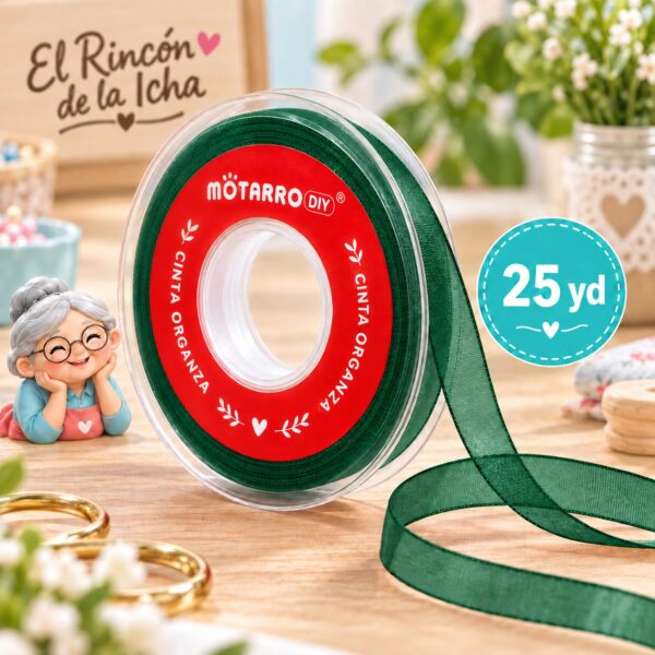 Cinta Organza Verde Oscuro 38 mm x 25 yd
