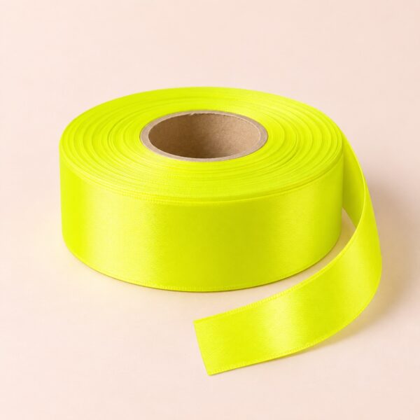 Cinta de Raso Amarillo Fluorescente 25 mm x 25 yd Cinta de raso amarillo fluorescente de 25 mm x 25 yd estilo El Rincón de la Icha