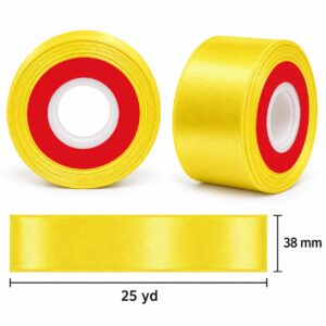 Cinta de Raso Amarillo Limón 38 mm x 25 yd Cinta de raso amarillo limón de 38 mm x 25 yd con medidas estilo El Rincón de la Icha