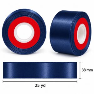 Cinta de Raso Azul Marino 38 mm x 25 yd Cinta de raso azul marino de 38 mm x 25 yd con medidas estilo El Rincón de la Icha