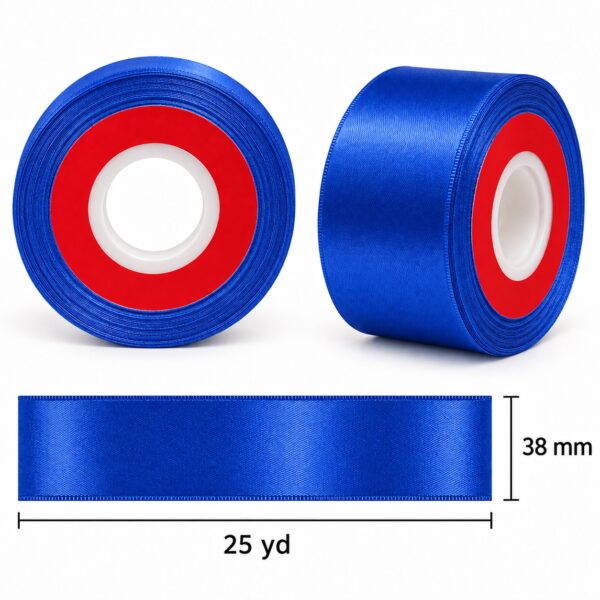Cinta de Raso Azul Rey 38 mm x 25 yd Cinta de raso azul rey de 38 mm x 25 yd con medidas estilo El Rincón de la Icha